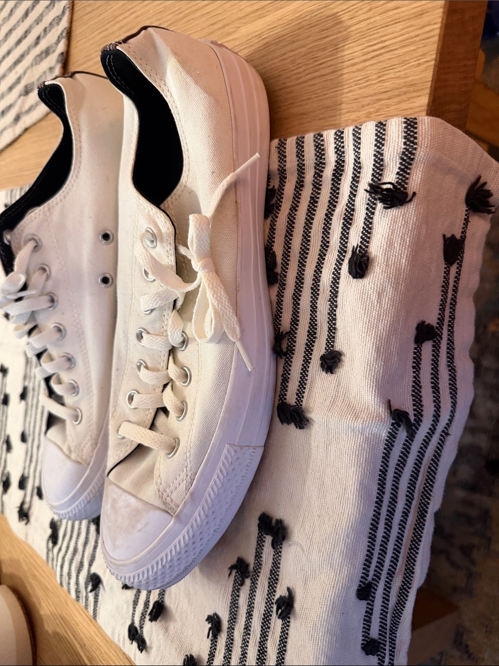 Converse White Canvas Low-Top Sneakers with Black Trim